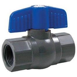 Threaded Ball Valve, Gray PVC, 1-1/2-In.