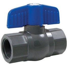 Threaded Ball Valve, Gray PVC, 1-1/4-In.