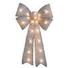 Pre-Lit Tinsel Bow, Silver, 20 Clear Mini Lights, 12 x 24-In.