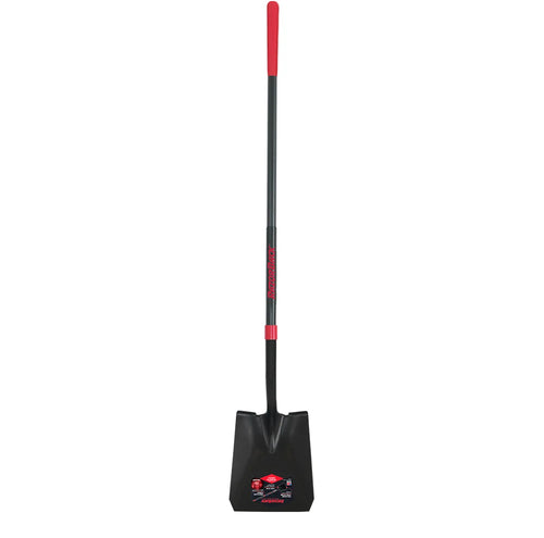 Razor-Back Square Point Shovel with Traditional Socket Fiberglass Handle with Cushion Grip