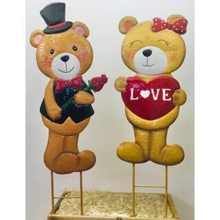 Cheap Carls Asst. Teddy Bears w/Rose and Heart on Two Poles