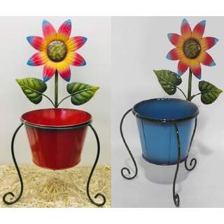 Cheap Carls Red/Blue asst. Flower Planter w/ 8” Pot