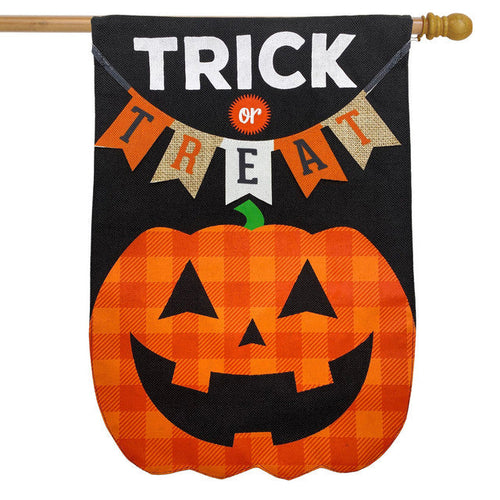 Briarwood Lane Trick Or Treat Pumpkin Burlap Halloween House Flag