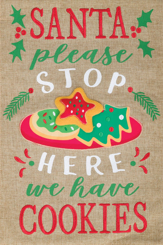 Custom Decor Santa Cookies Applique/Burlap Flag
