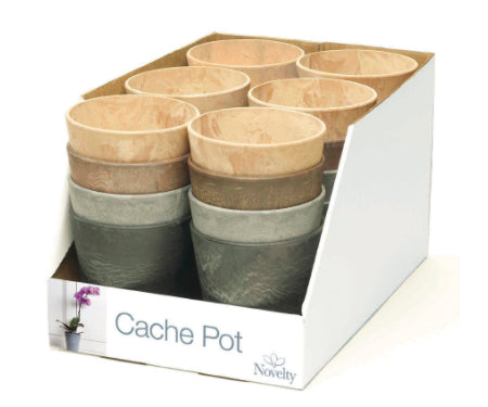 Arett Sales StoneArt 5 Cache Pots 24 Piece Assortment, Neutrals