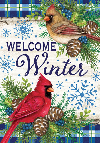 Custom Decor Winter Cardinals-Flag by Tina Wenke