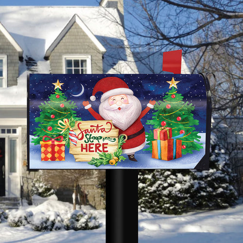 Briarwood Lane Santa Stop Here Humor Christmas Mailbox Cover