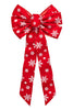Holiday Trims 6083 Red Velvet Bow with White Velvet Snowflakes 7 Loop 12 x 26