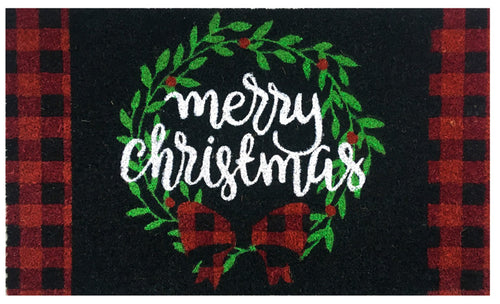 Briarwood Lane Christmas Wreath Natural Fiber Coir Doormat