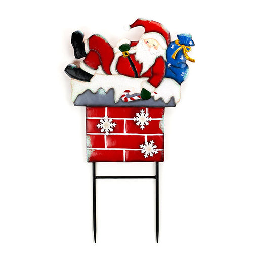 Land & Sea Metal Santa Chimney Stake