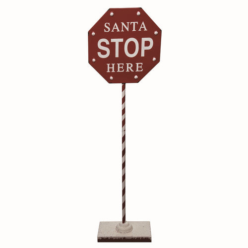 Transpac Metal Santa Stop Sign Porch Decor