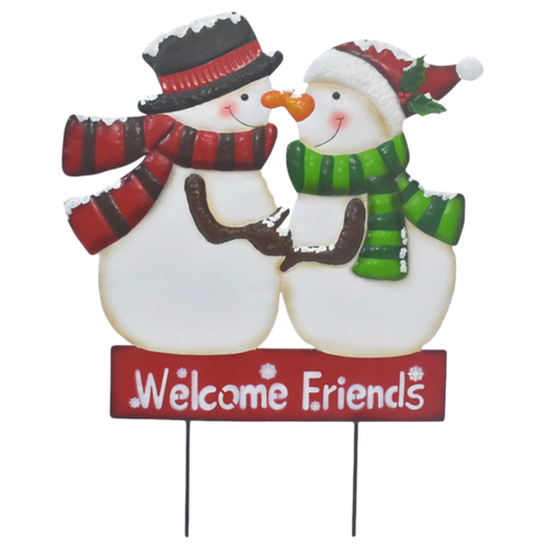 Basket Plus Industries  Welcome Metal Snowman Couple