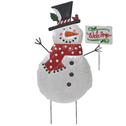 Basket Plus Industries Snowman With Scarf & Sign