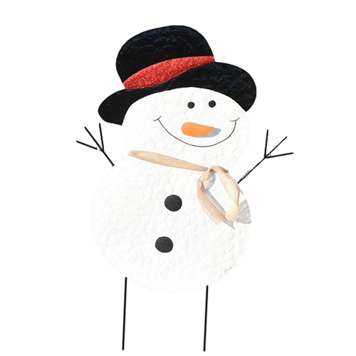 Basket Plus Industries Tin Snowman Yard Art