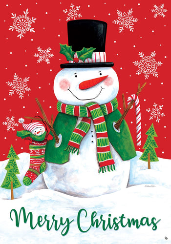 Custom Decor Red & Green Snowman- Flag by Diane Kater