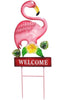Cheap Carls Metal Flamingo W/ Welcome