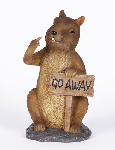 Hi-Line Gift Exclusive Squirrel Holding Go Away Sign