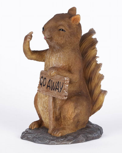 Hi-Line Gift Exclusive Squirrel Holding Go Away Sign
