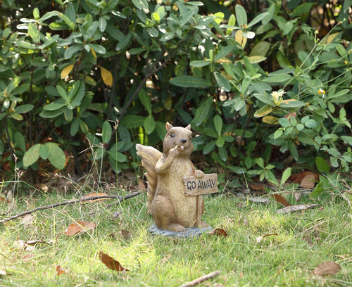 Hi-Line Gift Exclusive Squirrel Holding Go Away Sign