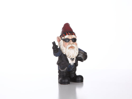 Hi-Line Gift Gangsta Biker Gnome- Handmade Statue