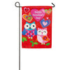 Evergreen Hearts and Owls Garden Flag
