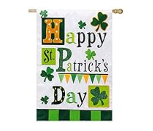 Evergreen St. Patrick's Day Medley Clovers Applique House Flag
