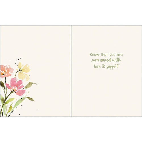 Gina B Designs Sympathy card Pink Orange Yellow Stems Greeting Card