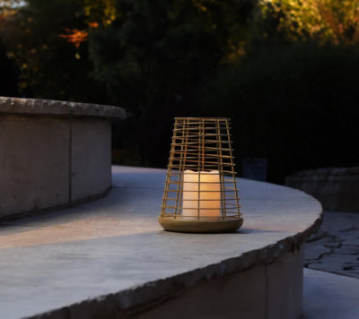 Moonrays Solar Flameless Flickering Candlelight, Bamboo Look Cage, 9 In. High