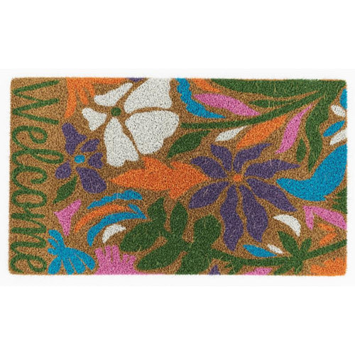 Avera Product Welcome Abstract Floral Coir Doormat