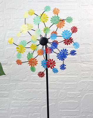 Moonrays Solar LED Wind Spinner Stick Light Crackle Glass Ball Multi Color Flowers