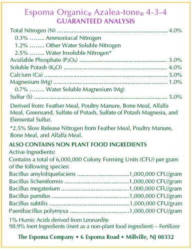 Espoma Azalea-Tone Plant Food 4-3-4 Formula