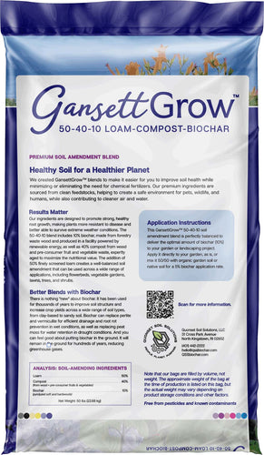 Quonset Soil Solutions GansettGrow™ 50-40-10 Loam-Compost-Biochar Premium Soil Amendment Blend