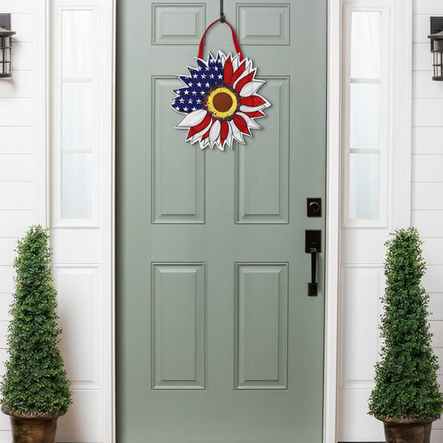Evergreen Patriotic Sunflower Door Decor