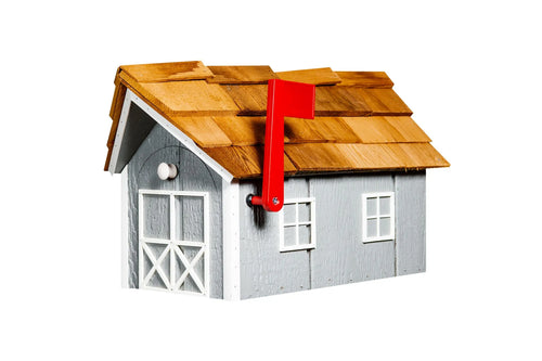 CEDAR ROOF WOOD MAILBOX