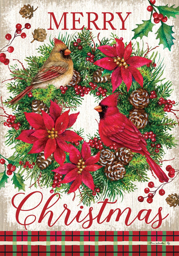 Custom Decor Cardinal Wreath Flag