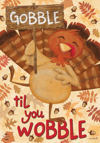 Briarwood Lane Gobble Turkey Thanksgiving House Flag