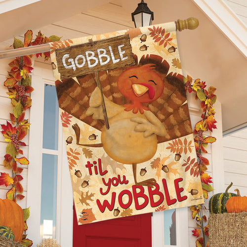 Briarwood Lane Gobble Turkey Thanksgiving House Flag