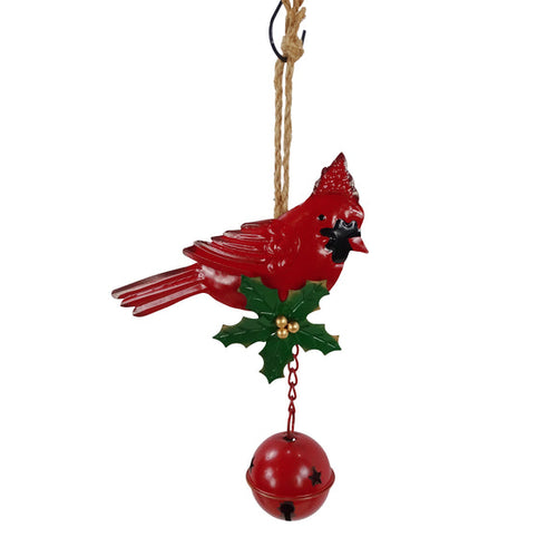 Alpine Cardinal Bird with Bell Hanging Decor