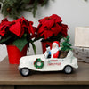 Alpine Merry Christmas Santa in Vintage White Car Statue w/LEDs