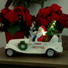 Alpine Merry Christmas Santa in Vintage White Car Statue w/LEDs