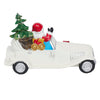 Alpine Merry Christmas Santa in Vintage White Car Statue w/LEDs