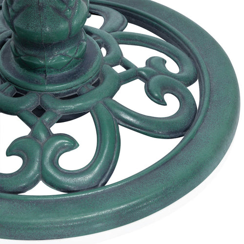 Alpine Aged Green Pedestal Birdbath with Scrollwork