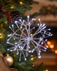 Alpine White Snowflake Hanging Ornament with Cool White LEDs Sm