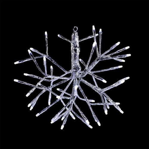 Alpine White Snowflake Hanging Ornament with Cool White LEDs Sm
