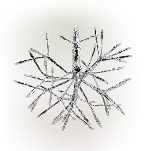 Alpine White Snowflake Hanging Ornament with Cool White LEDs Sm