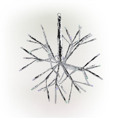 Alpine Multicolor Snowflake Hanging Ornament w/Multiclr/Wht LEDs-Sm