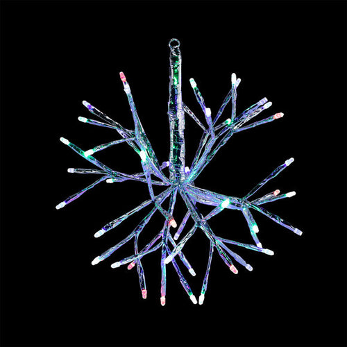 Alpine Multicolor Snowflake Hanging Ornament w/Multiclr/Wht LEDs-Sm