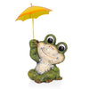 Alpine Sitting Jolly Frog with Yellow Umbrella Statue