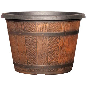 BFG Supply Grower Select® Cask Planter - 10in - Round - Chestnut Brown - 1.58gal Capacity