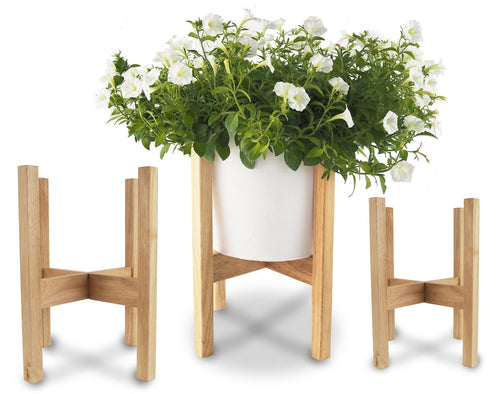 Ceramo Rubber Wood Pot Stand 3 Pc Set